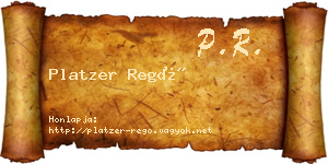 Platzer Regő névjegykártya